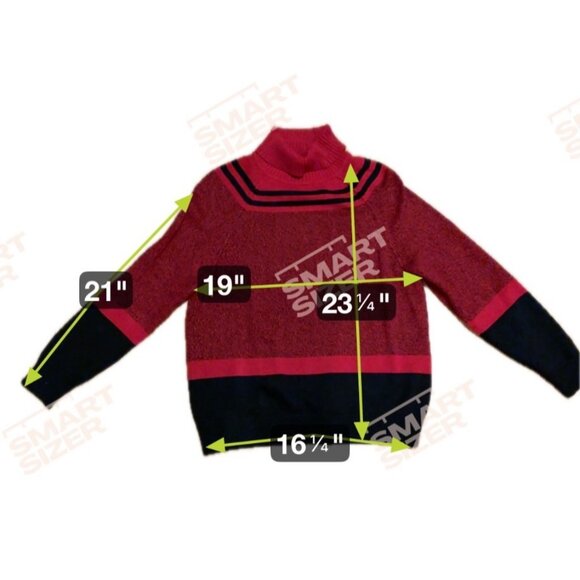 Karen Scott Sweater Womens Lg Red & Black Turtleneck Long Sleeve Cotton - Picture 6 of 6